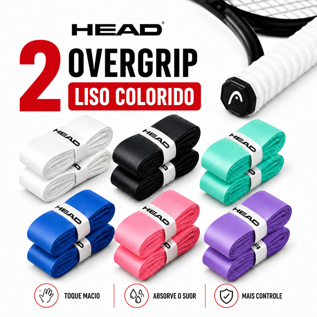 Kit 2Un Overgrips HEAD Liso Cores a Escolher ̵