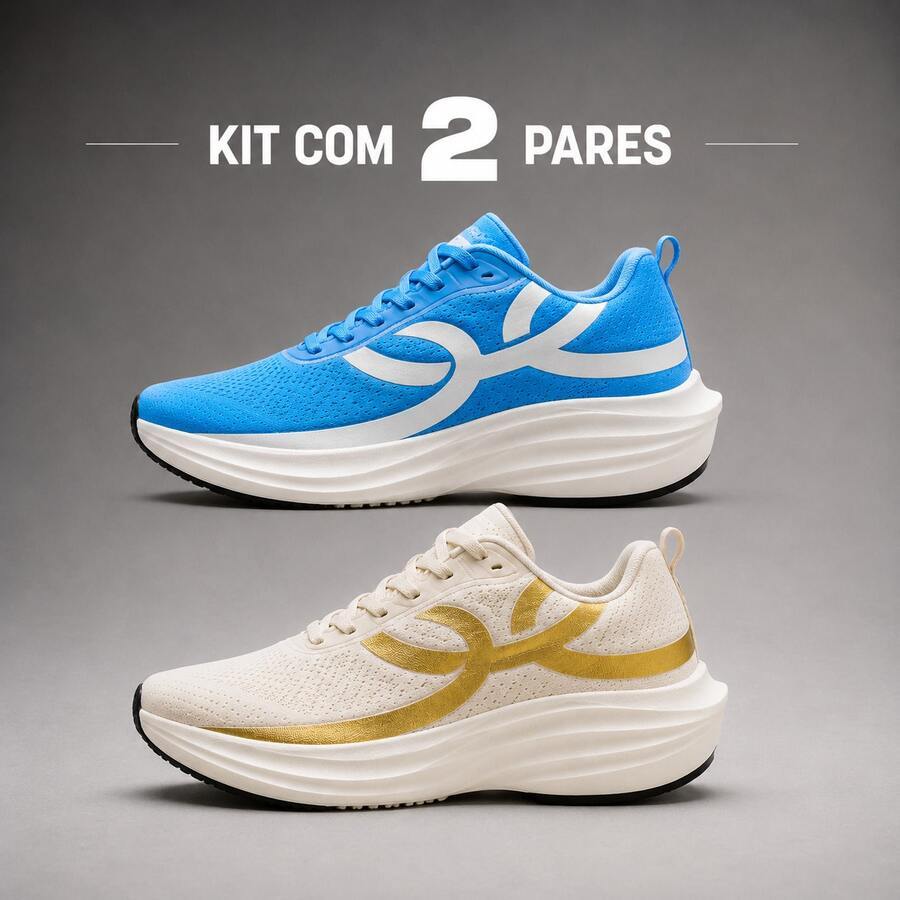 KIT 2 PARES Tênis Feminino Corrida CorreTURBO Ele
