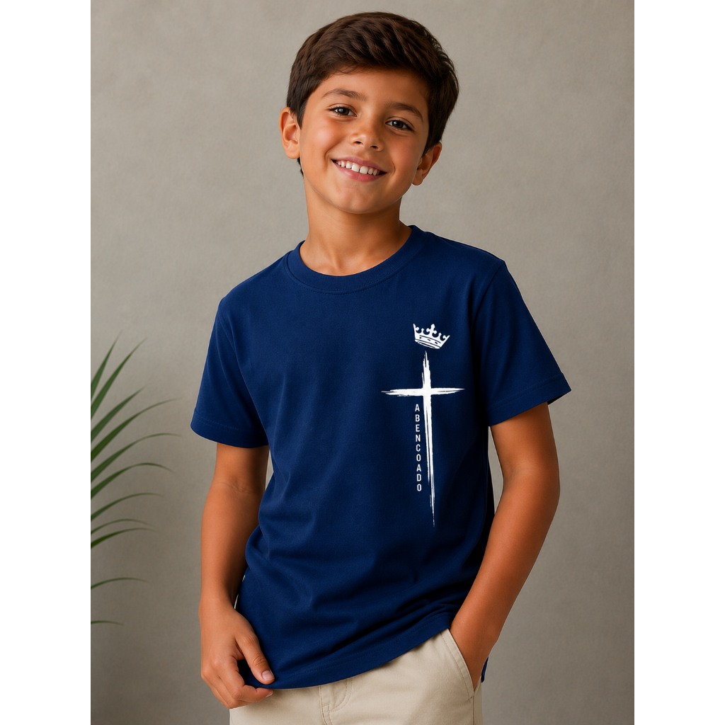 Camisa Infantil Cruz Abençoado Evangelica Gospel