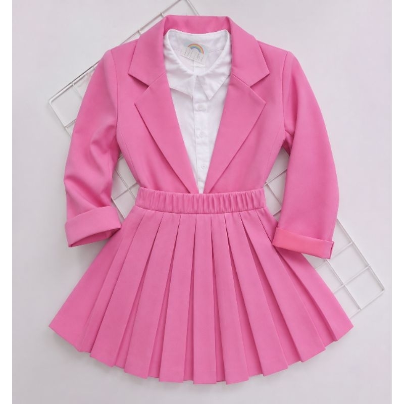 Conjunto Infantil Feminino Blazer e Saia Plissada 