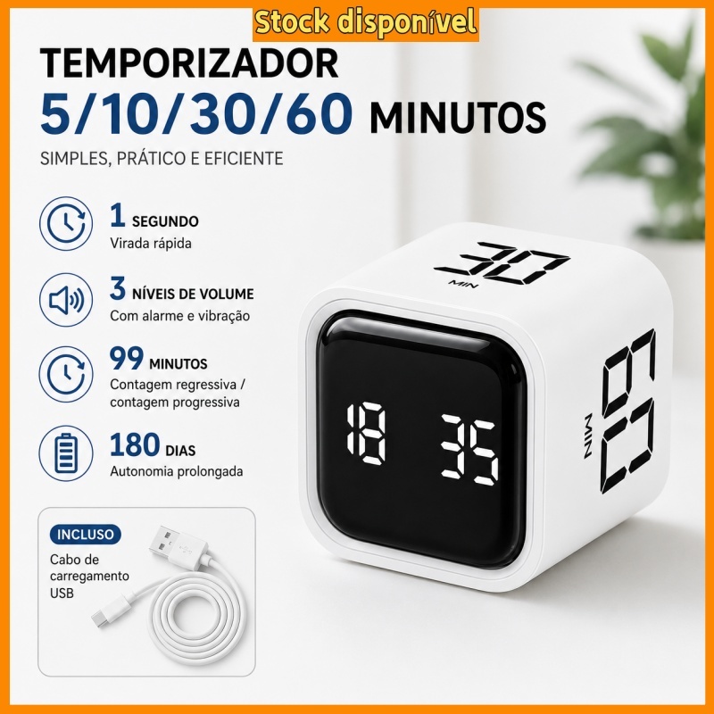 Timer Digital Cubo Cronômetro Regressivo 99 Min 3
