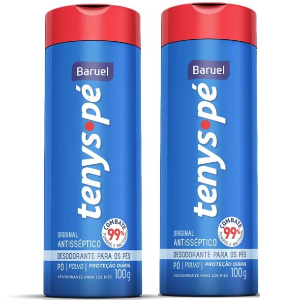 Kit com 2 Talco Tenys-Pé Antisséptico Baruel Pó