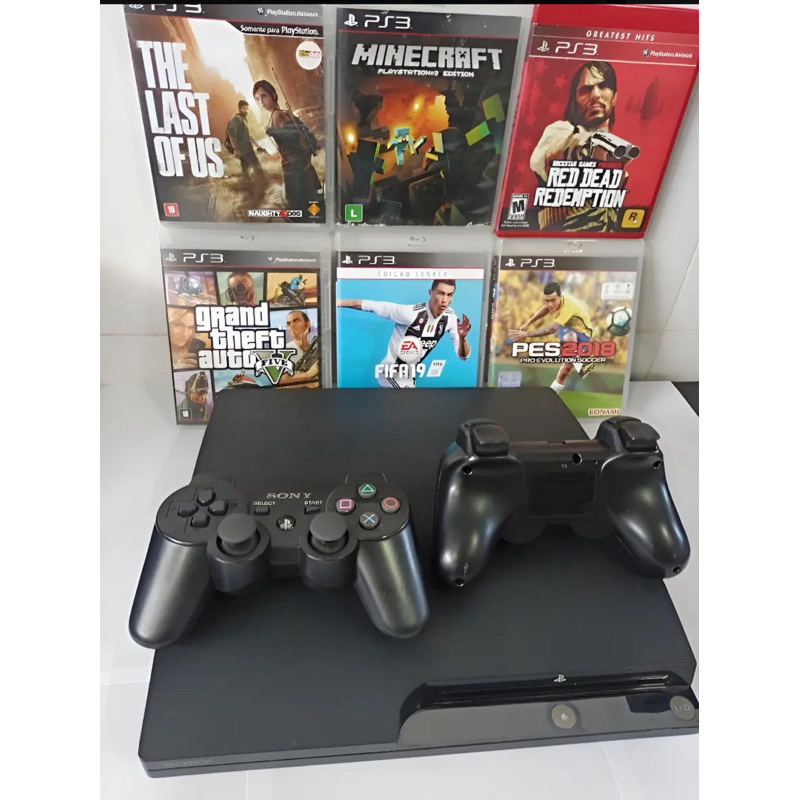 Ps3 Playstation 3 Slim , 2 controles ,acompanham 1