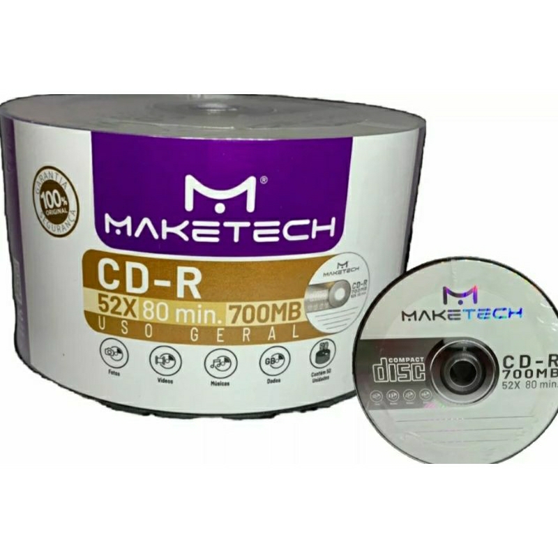 100 Cd-r Maketech Logo 700 Mb 80 Minutos 52x (MAND