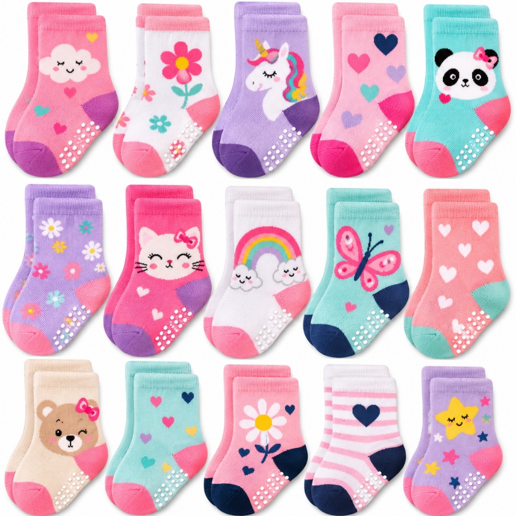 Kit 12 Pares de Meias Menina Recém Nascidos e Beb