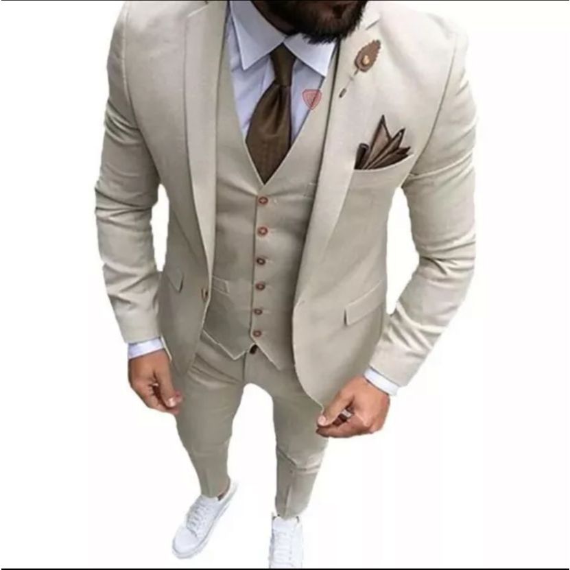 Terno Masculino Executivo slim beje/Paleto+calça/