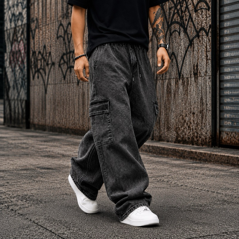 Calça Cargo Unissex Larga Baggy Streetwear Ajust�