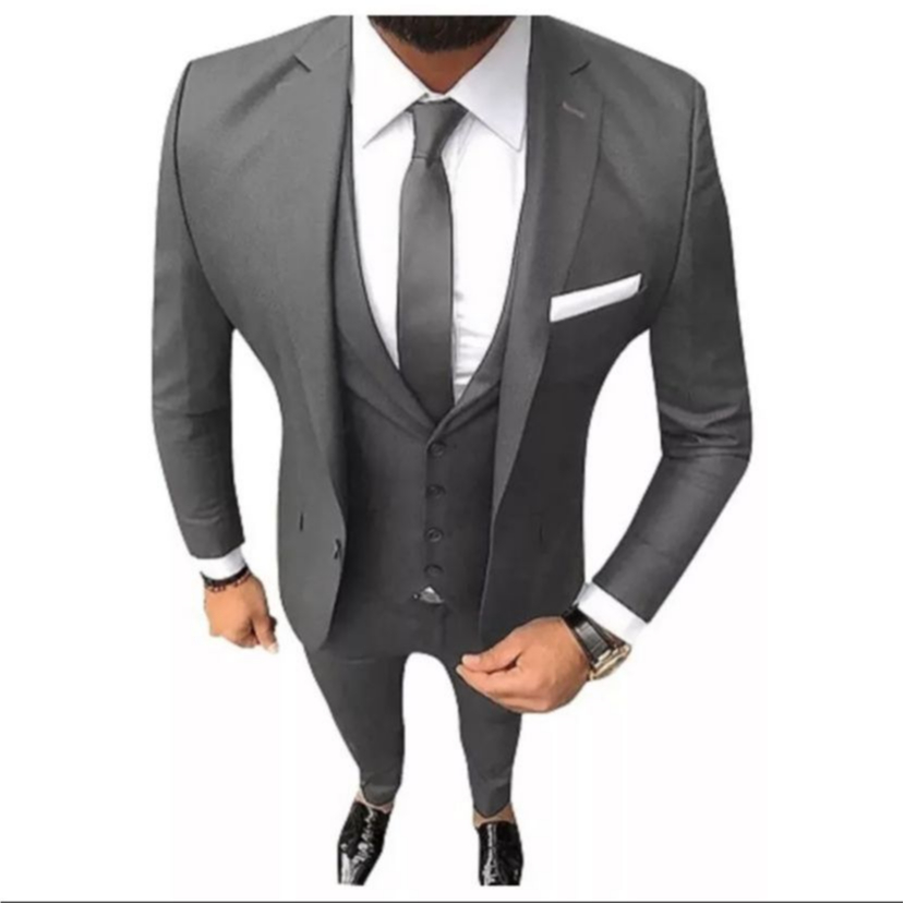 Terno Slim Fit Oxford Cinza Chumbo/Melhor Preço