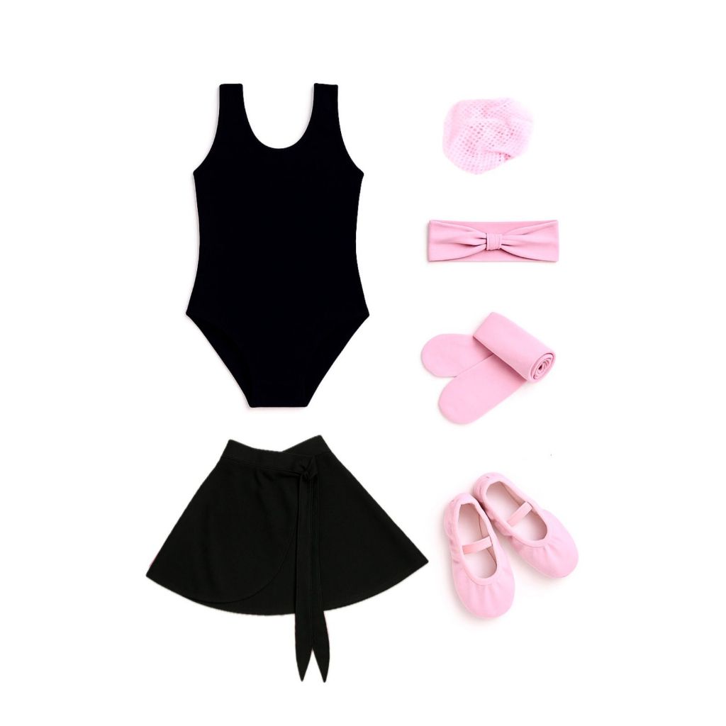 Kit Ballet Infantil 6 Itens (Collant/Saia Preto e 