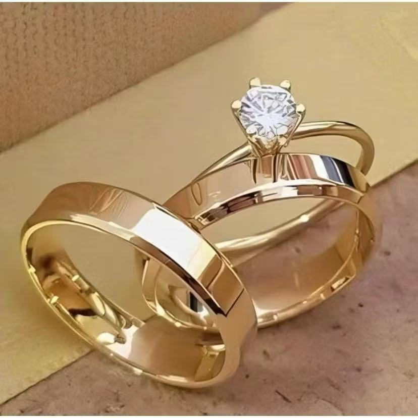 Par De Aliança+anel solitário Casamento Para Noi