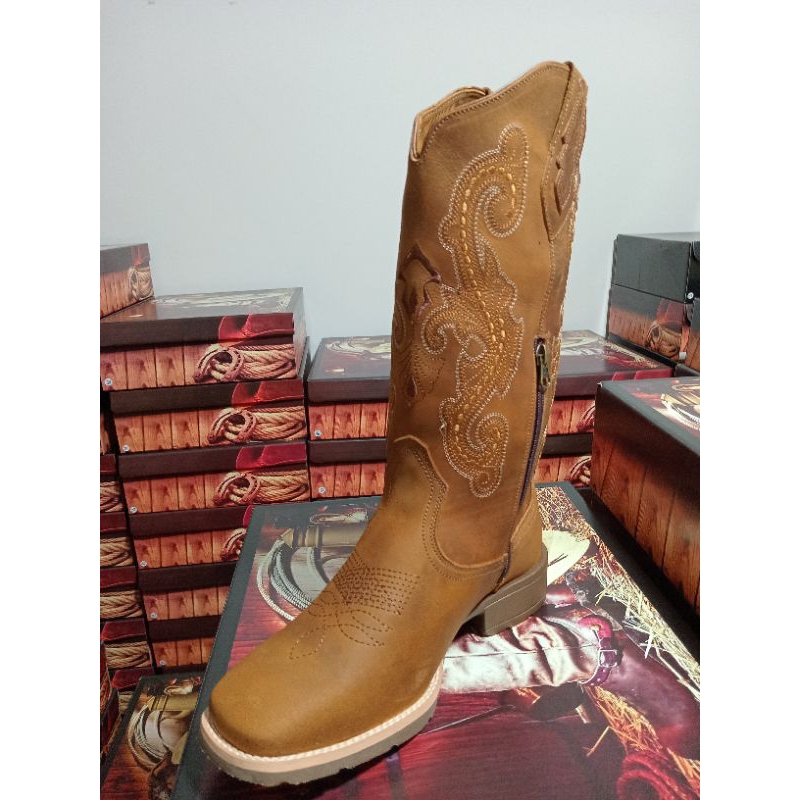 Bota Texana Candieiros Feminina Bordada Caramelo C
