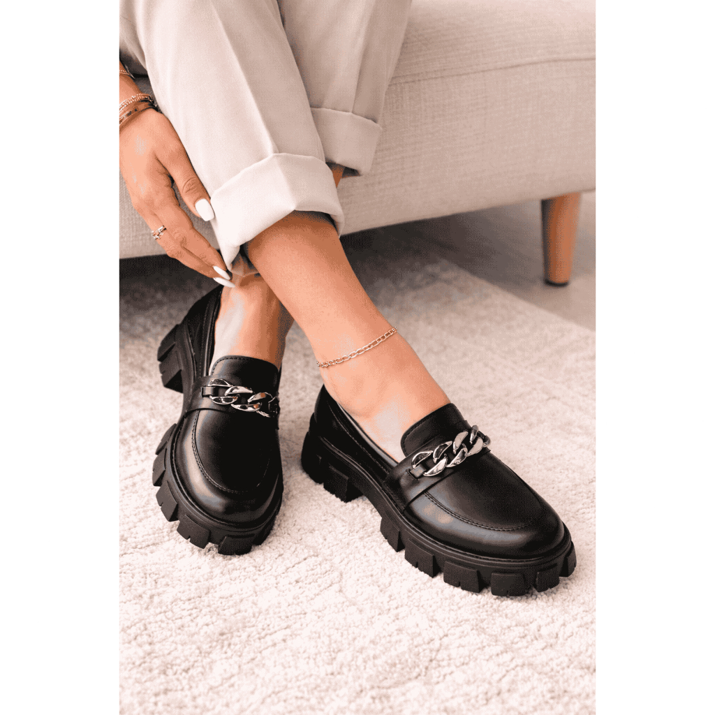 Sapato Mocassim Feminino Tratorado Preto Verniz Bl