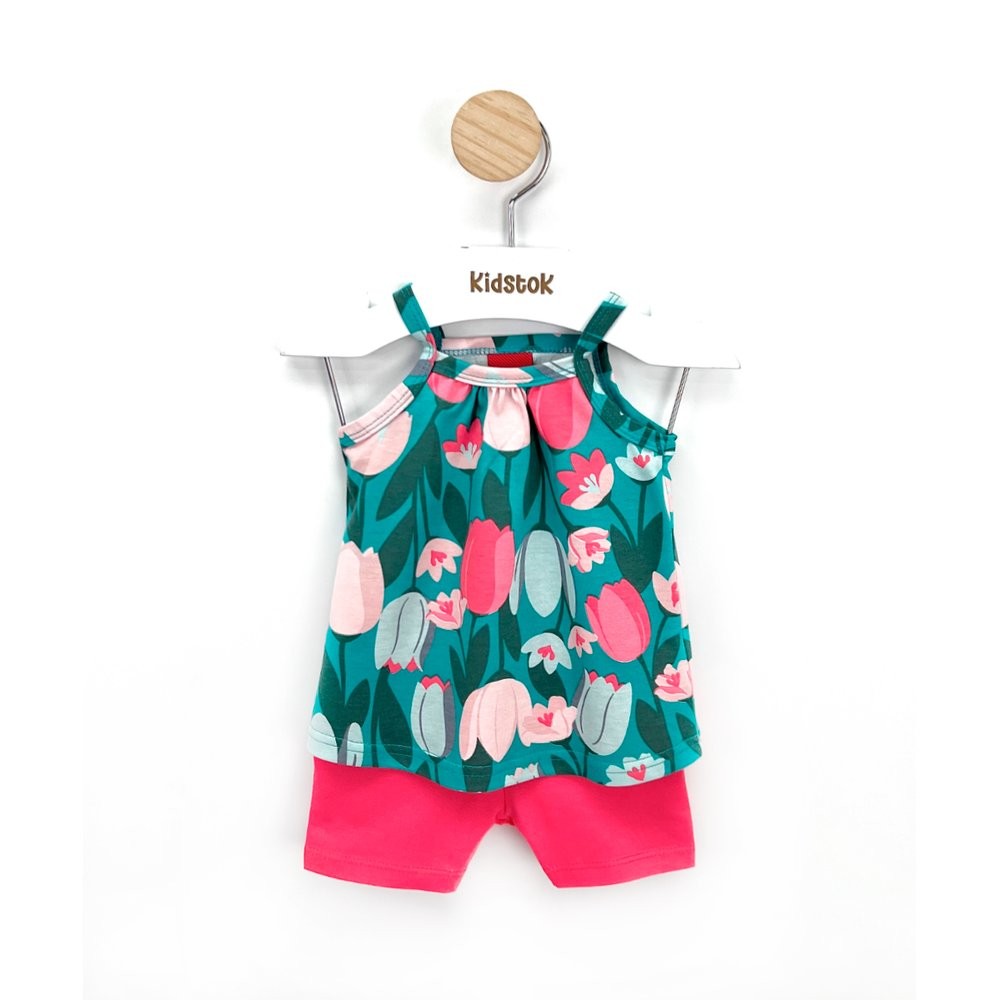 Conjunto Bebê Menina Blusa e Short Cotton Tulipas