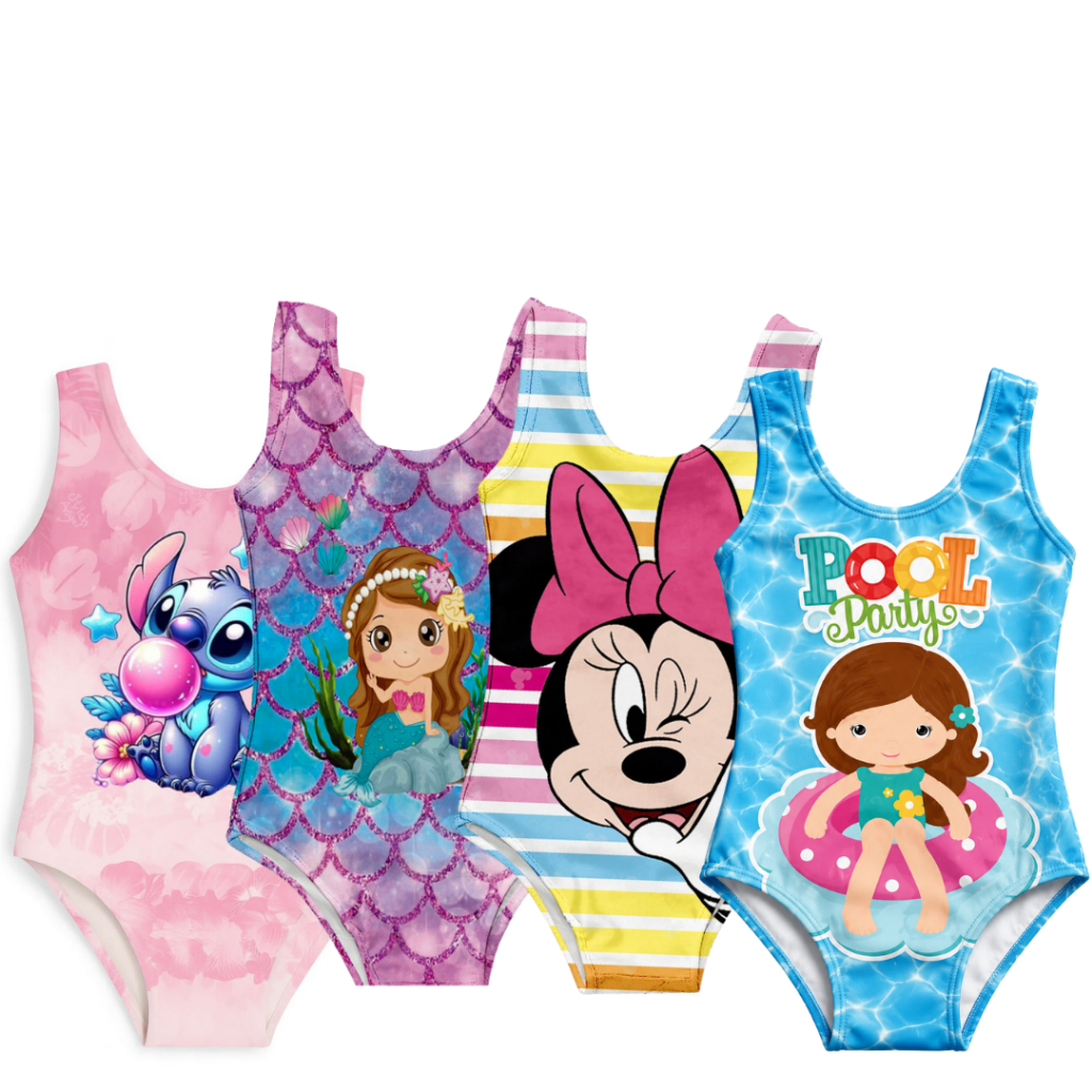 Body Maiô Infantil Personagem   Natação Escolha