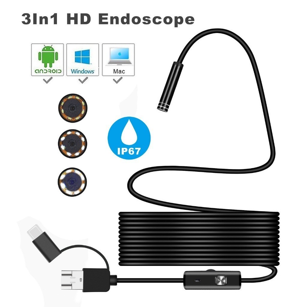 Câmera Sonda Endoscópica Android Prova Água/Fot