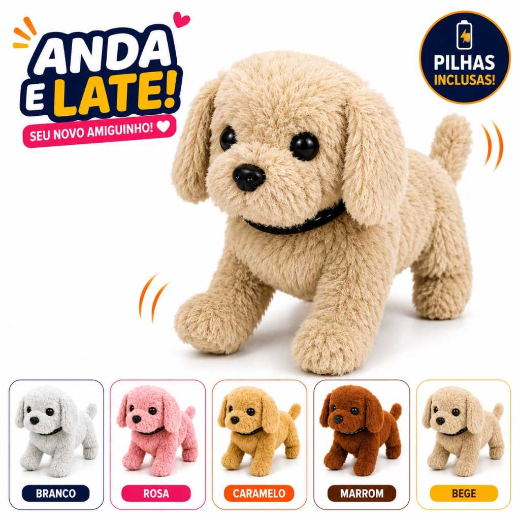 Brinquedo Cachorrinho Que Anda e Late Pelucia Infa
