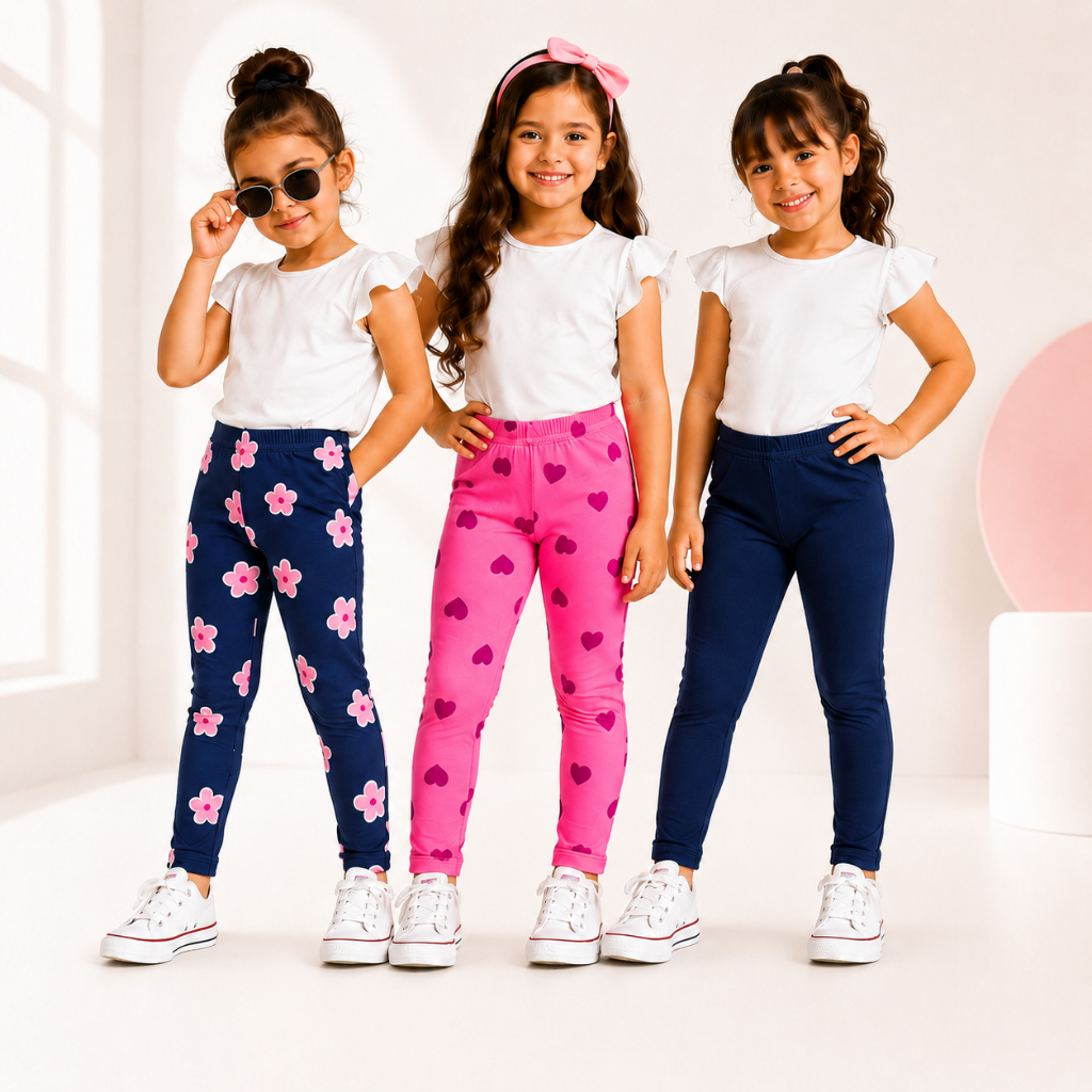 Kit Calça Legging Infantil Menina 2, 3 ou 4 Peça