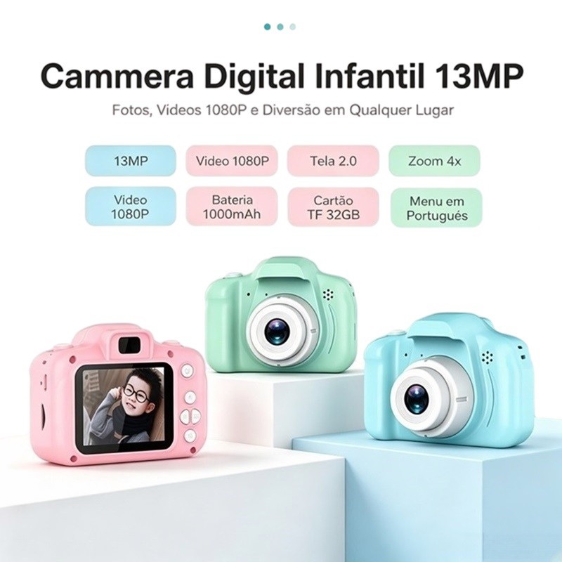 Mini Camera Infantil Digital Filmadora Infantil Ma