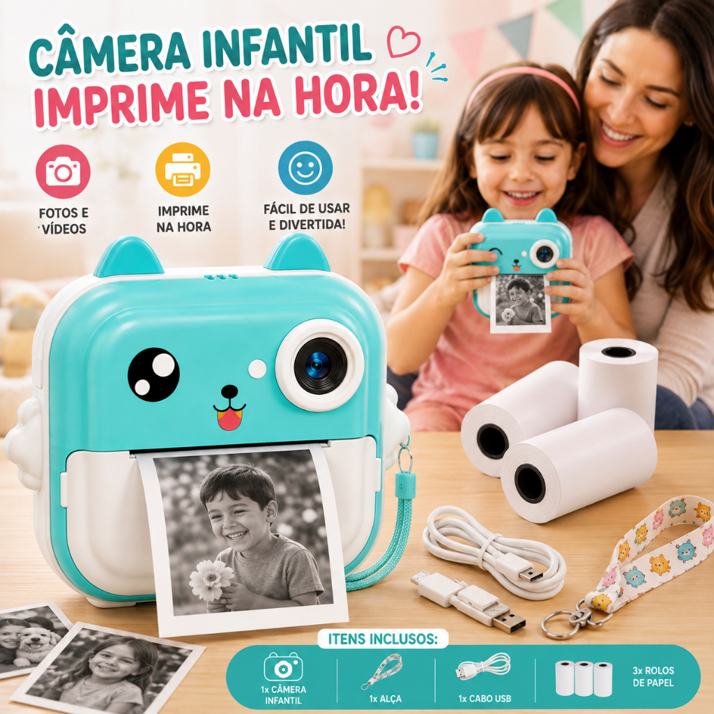 Câmera De Impressão Instantânea Para Crianças