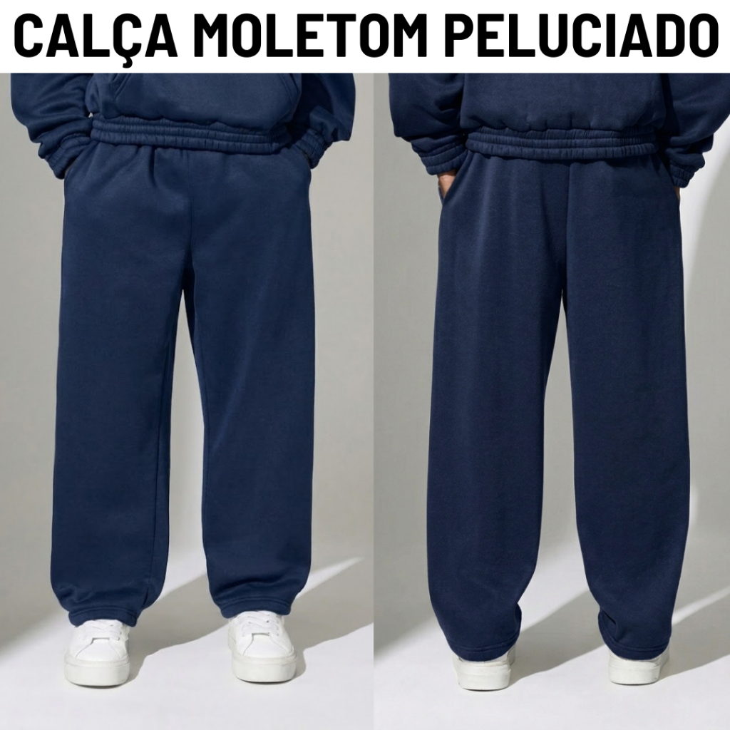 Calça Unissex Moletom Baggy Larga Grossa Peluciad