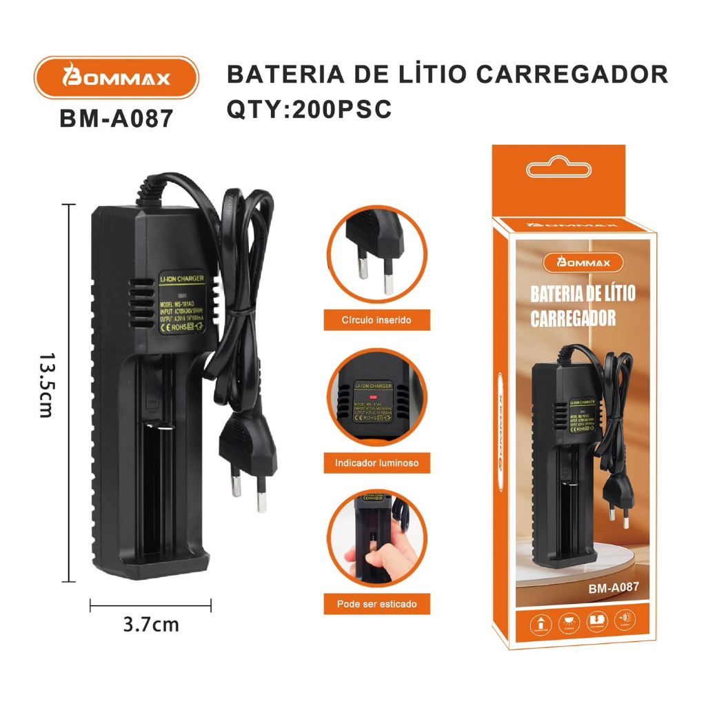 Carregador de bateria Li-ion de 4.2v Bivolt Regul�