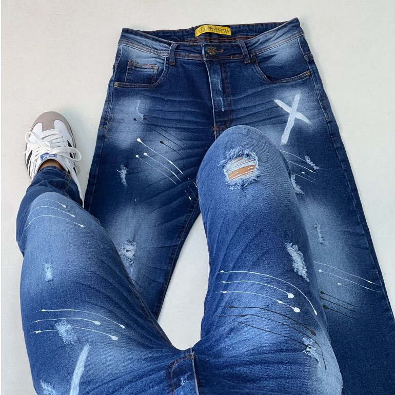 Calça Jeans Estilo Jogador Masculina Com Laicra  