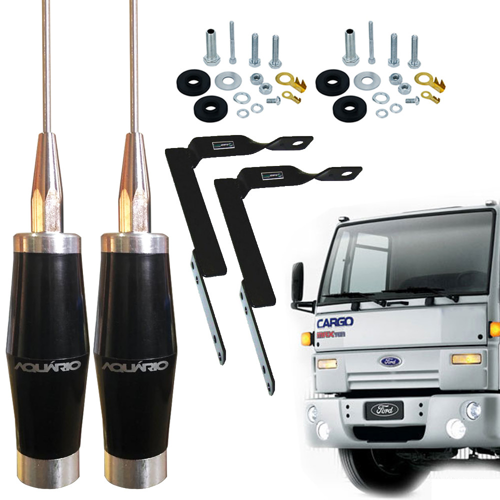 2 Antena Px Marinox 1,40 Metros Suporte Ford Cargo