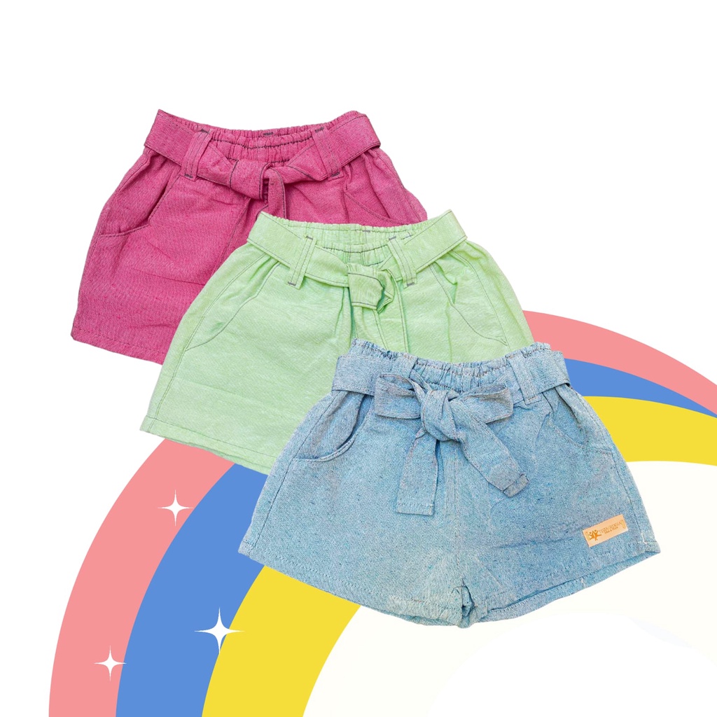 Kit 3 Shorts Infantis Menina 100% Algodão Roupa I