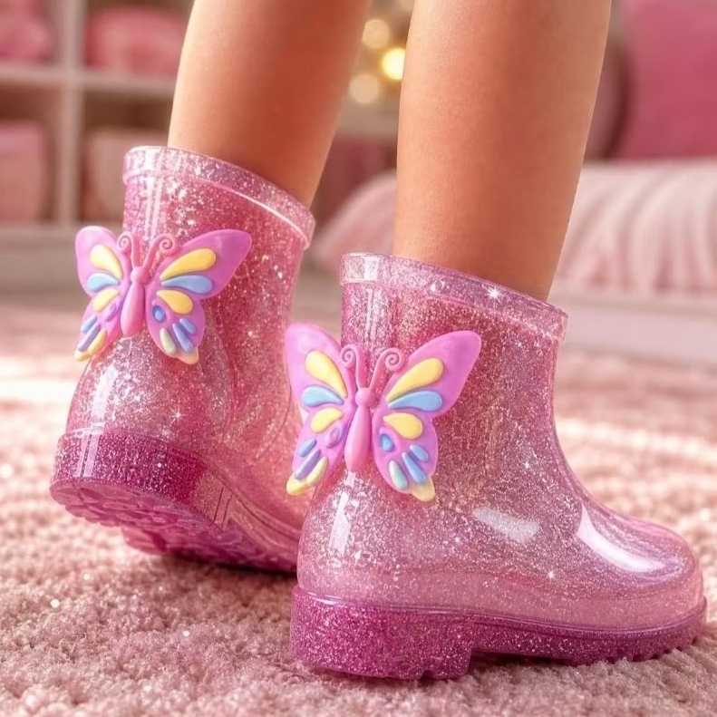 Galocha Infantil Borboleta Menina Bota Feminina Cr