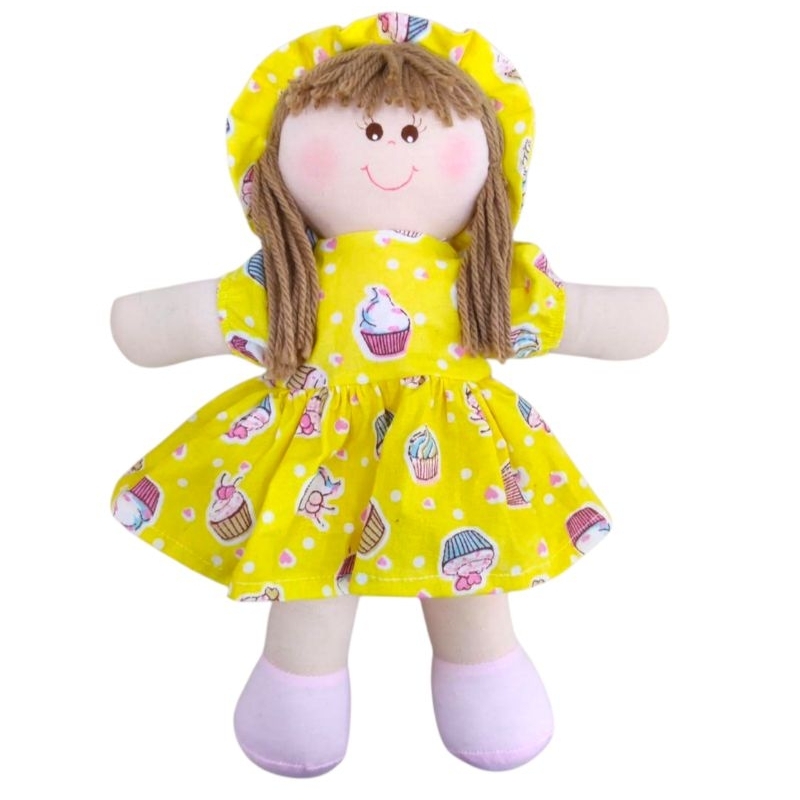 Boneca Docinho 30cm,Cabelo Castanho Com Cheirinho 