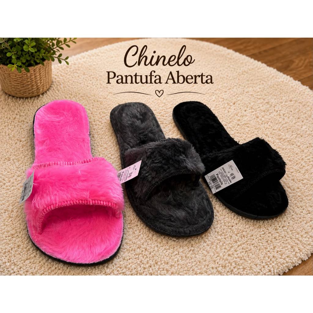 Pantufa Aberta Feminina Antiderrapante Super Macia