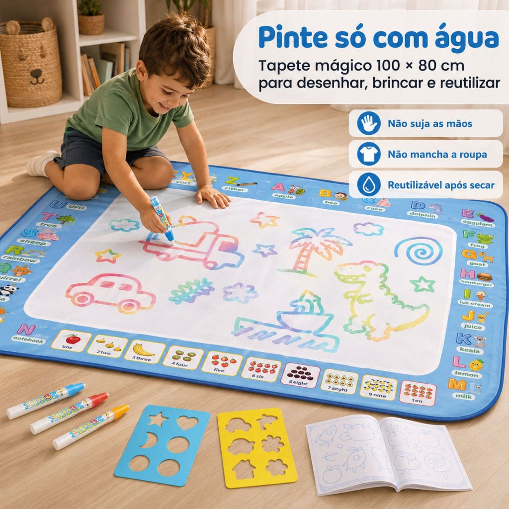 Tapete de Água Mágico Brinquedo Educativo para C