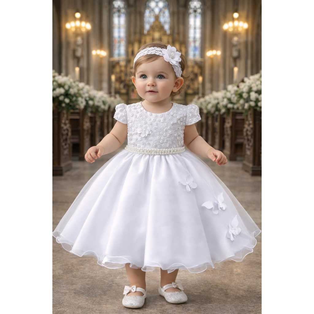 vestido infantil batizado daminha festa cinto pero