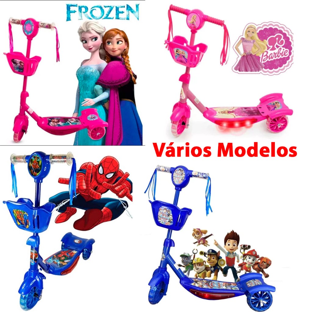 Patinete Infantil Homen aranha De 3 Rodas Com Musi