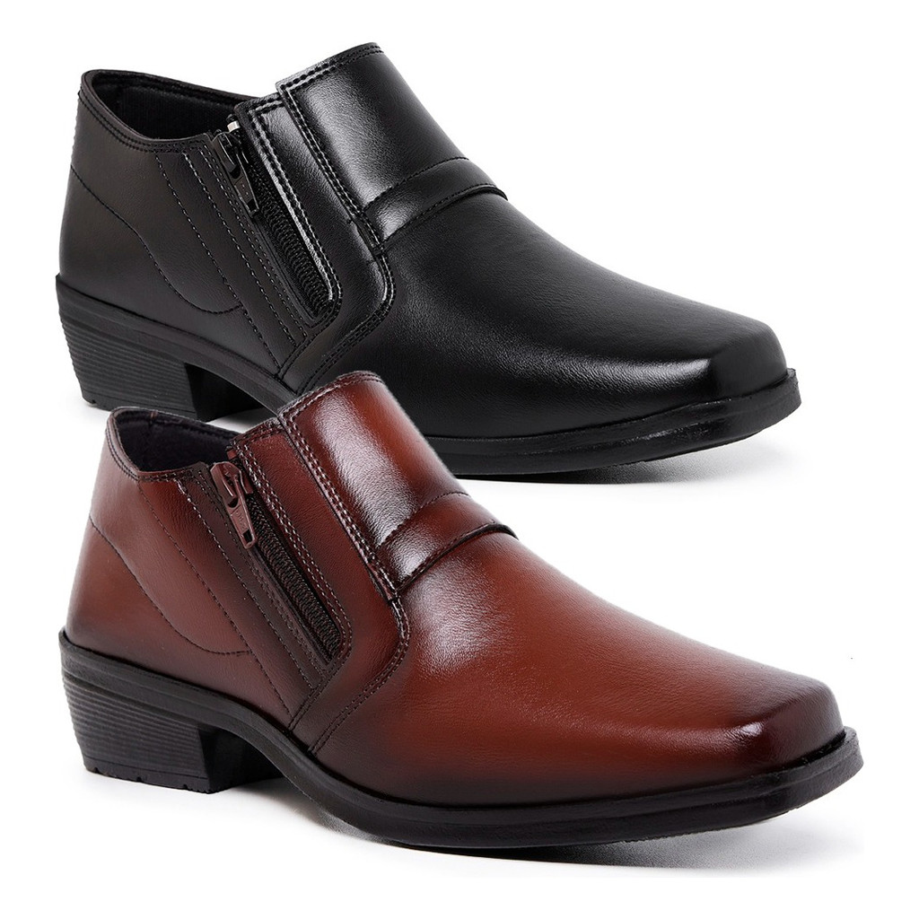 Kit 2 Pares Bota Social Masculina Confortável Pre