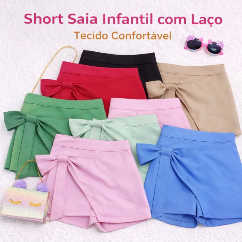 shorts saia  infantil mininas tecido alfaitaraia 0