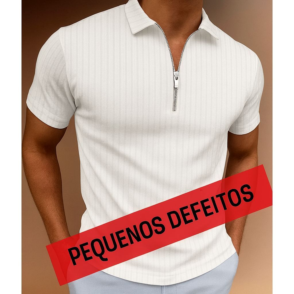 Camisa POLO casual listrada manga curta PEQUENOS D