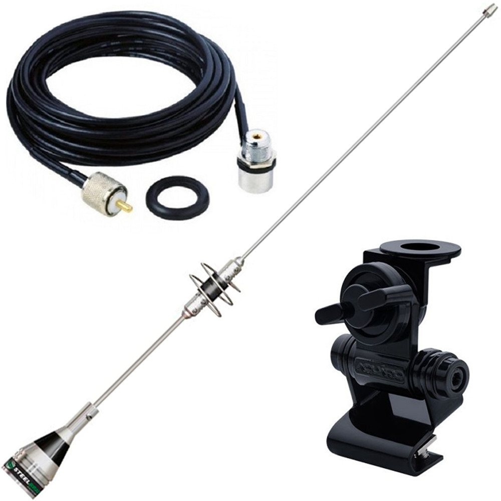Antena Dual Band Vhf Uhf Ap0188 Suporte Porta Mala