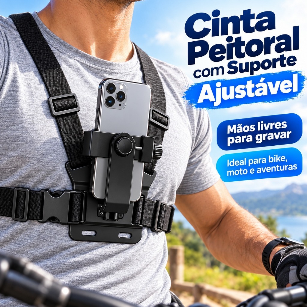Suporte Corporal Peitoral para Celular Câmera GoP