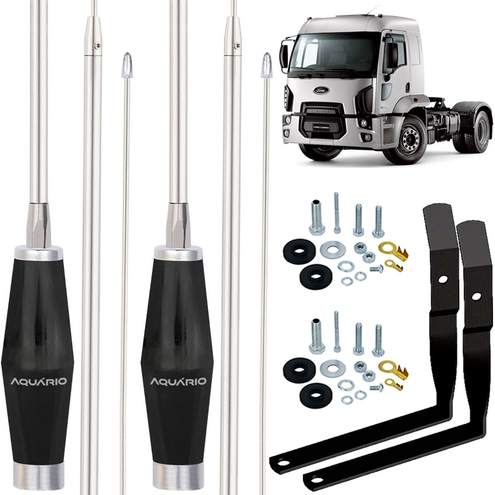 2 Antena Inox Px 1,40m Alongador 60cm Ford Cargo P