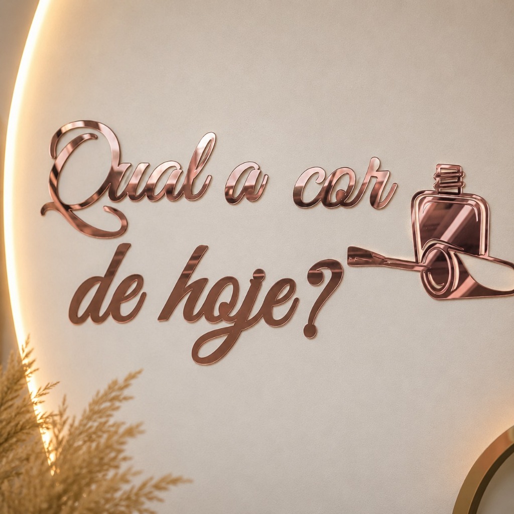 Frase Qual A Cor De Hoje em Acrílico Salão Esmal