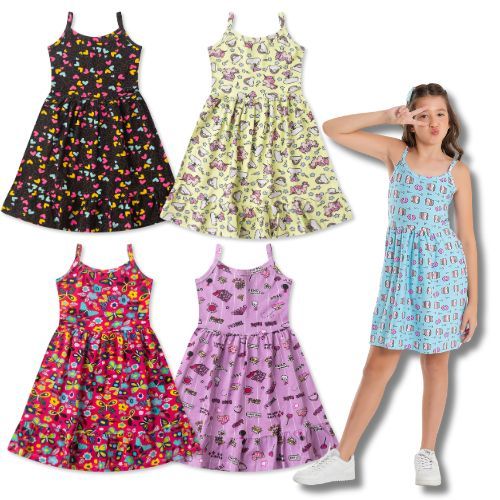 Kit 2 Peças Vestidos Estampados  Infantil Juvenil