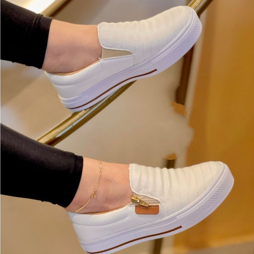Tênis SLIP ON Sapatilha Feminino Ziper  Confortá