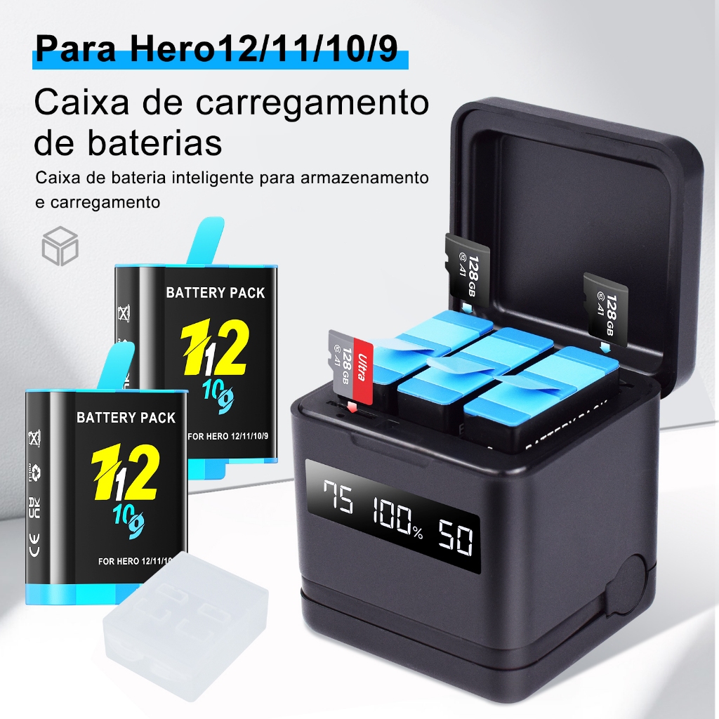 Carregador De Câmera Gopro 2 Baterias Para Gopro