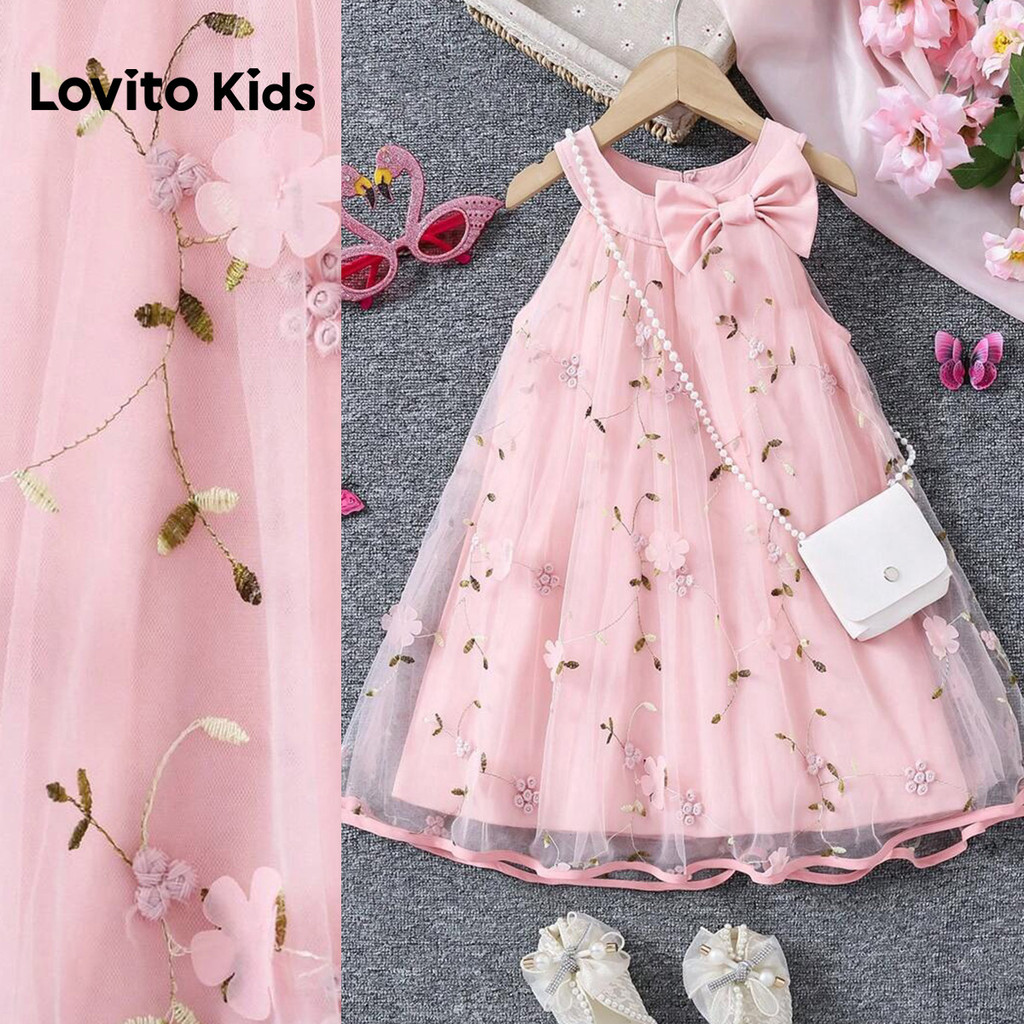 Lovito Kids Vestido Casual com Apliques de Laço D