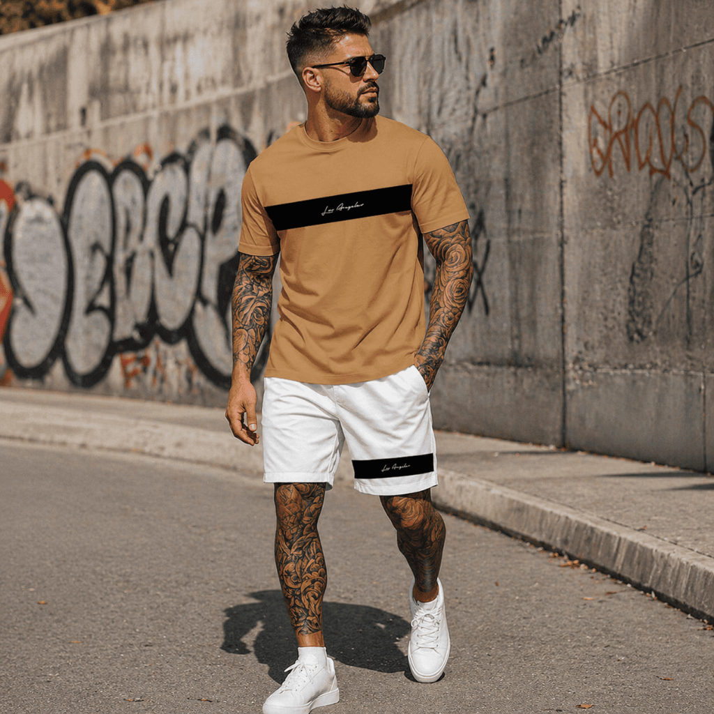 Conjunto Camiseta e Short Faixa Los Angeles Estilo