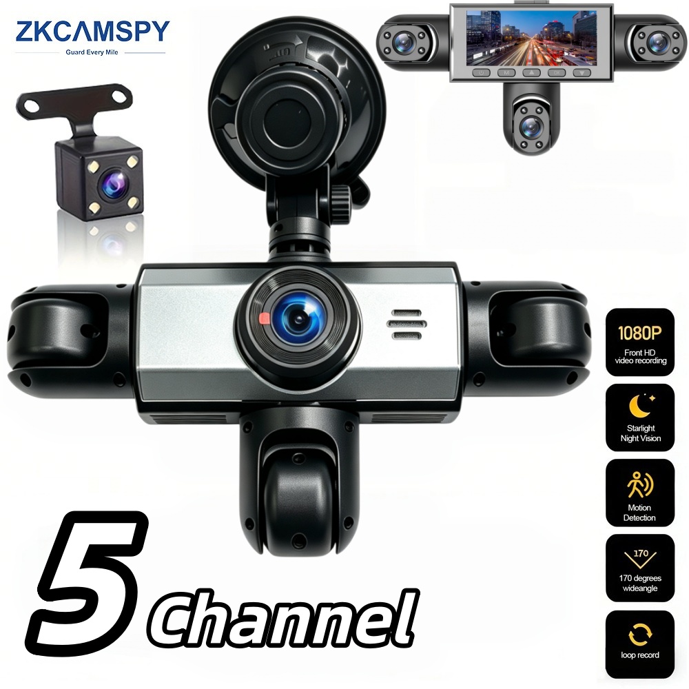 1080p Dashcam 5 Canais 360 ° Dvr Com Câmera De V