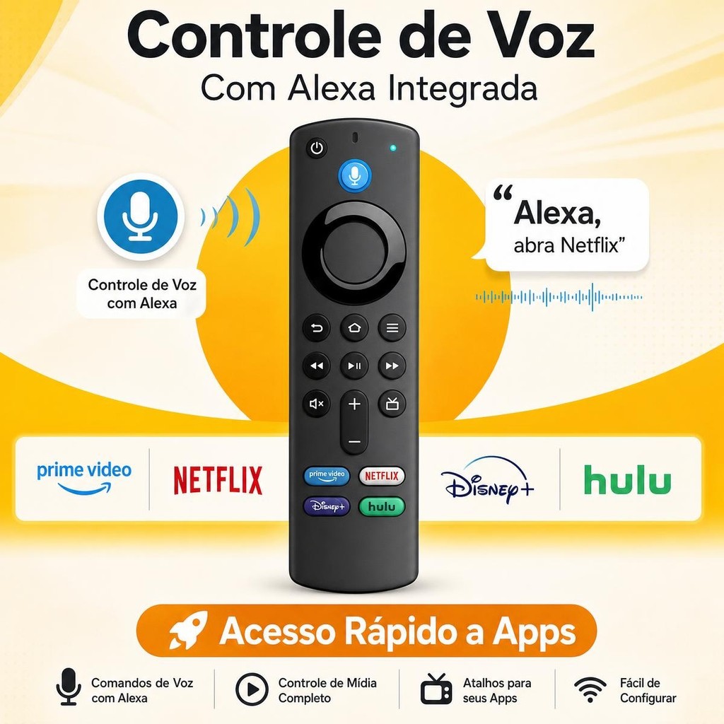 Controle Remoto Com Voz Para Amazon Fire Stick Tv 