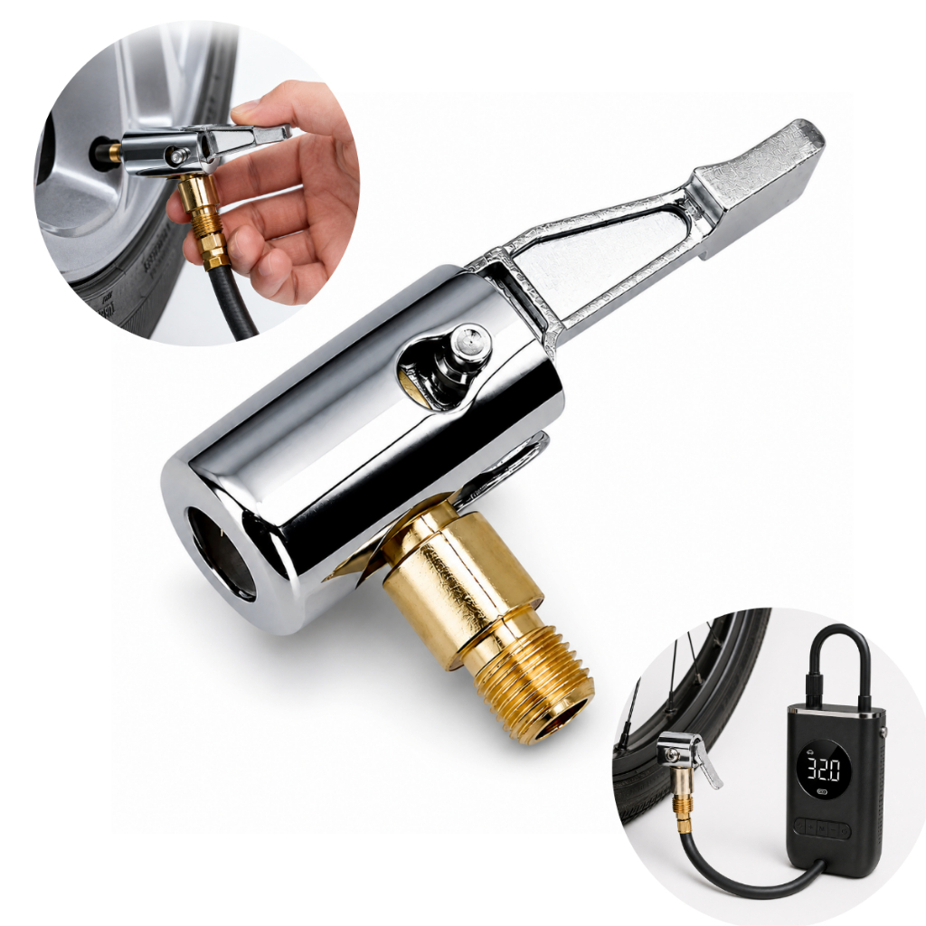 Bico Inflador Pneu com Presilha Metal Universal Ca