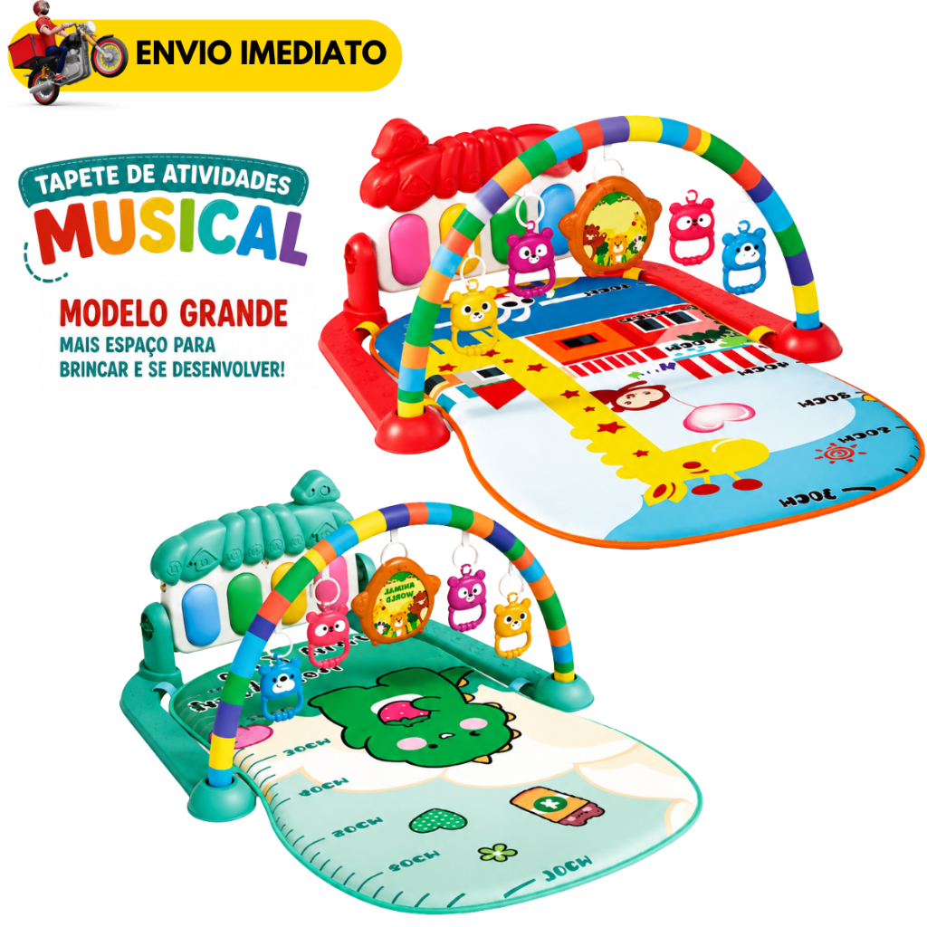 Tapete de atividades para bebê piano musical arco